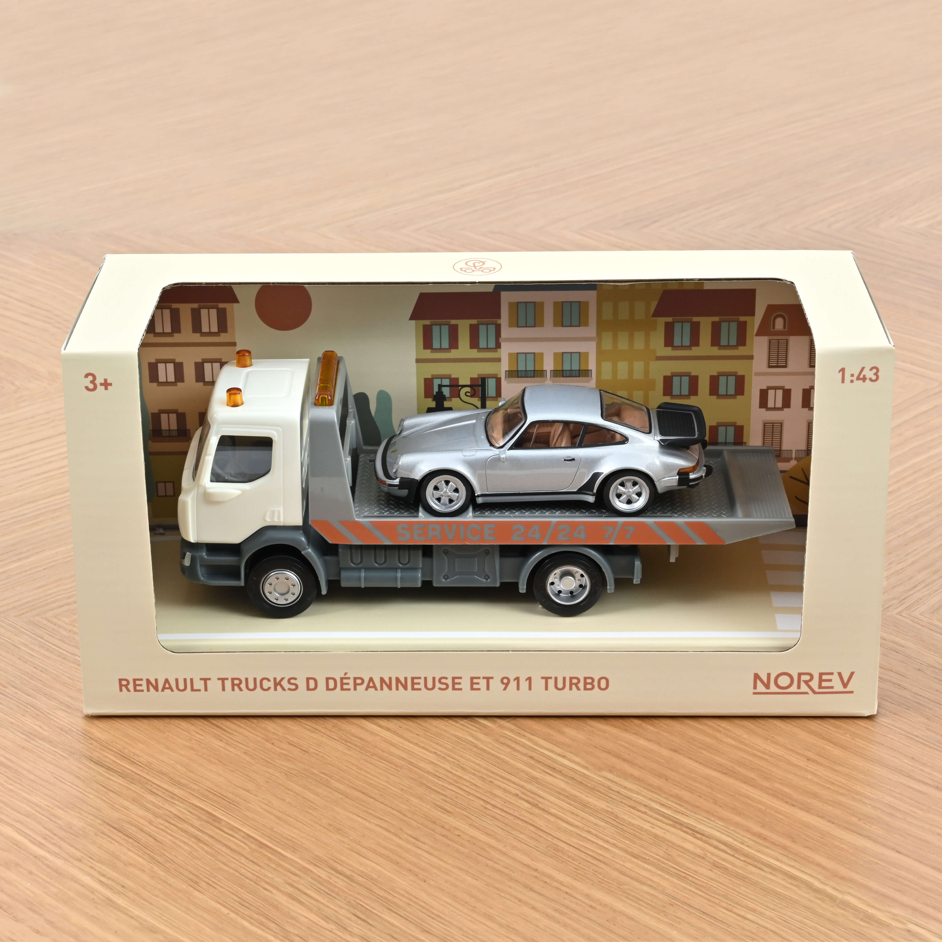 Abschleppwagen Plastigam und Porsche 911 Jet-Car Set 1:43