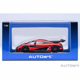 Koenigsegg One : 1 Apple red/Carbon fiber/Silver stripes 1:64