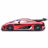 Koenigsegg One : 1 Rouge pomme/Fibre de carbone/Bandes argentées 1/64