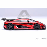 Koenigsegg One : 1 Apple red/Carbon fiber/Silver stripes 1:64