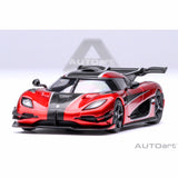 Koenigsegg One : 1 Apple red/Carbon fiber/Silver stripes 1:64