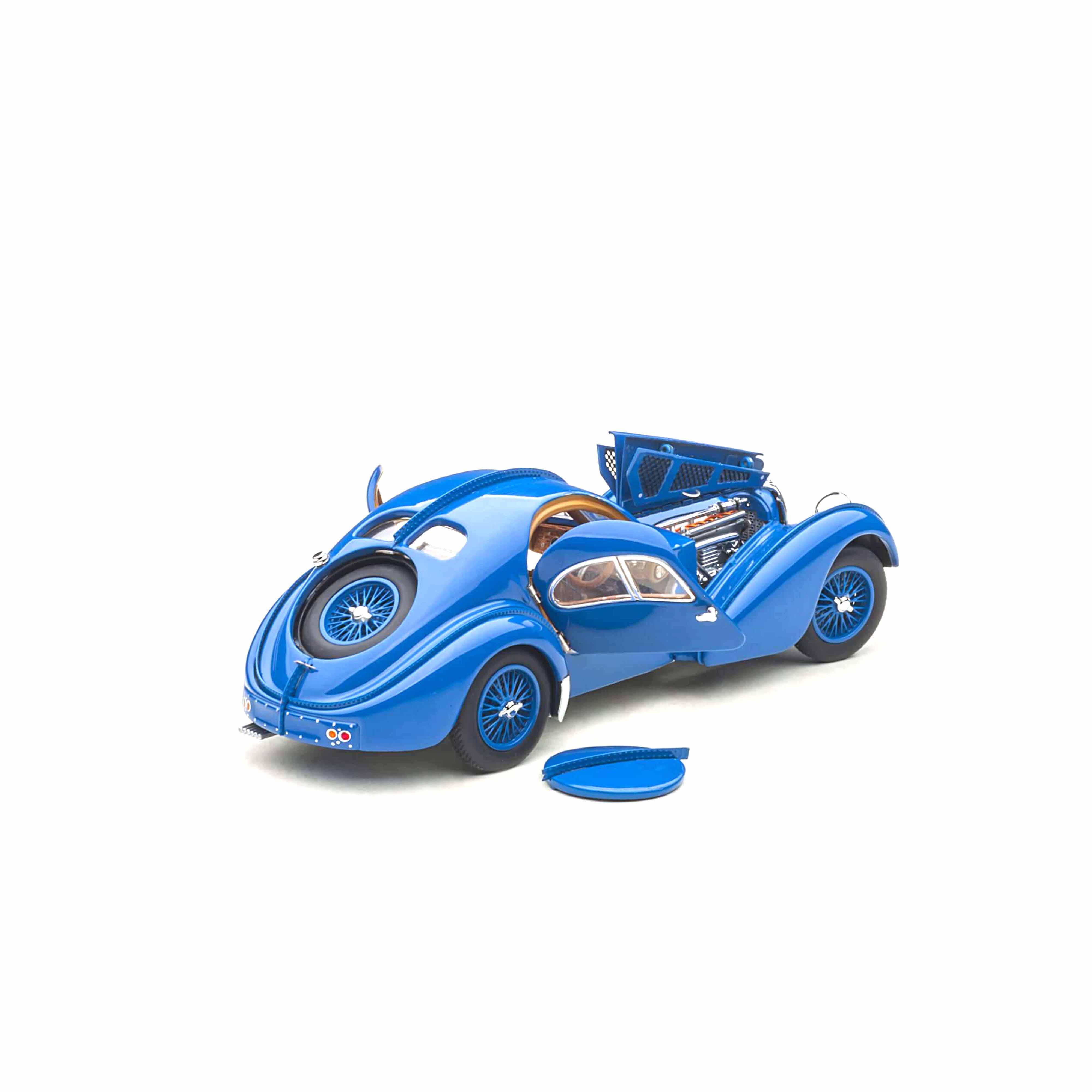 Bugatti 57S Atlantic 1938 Bleu/Roues à rayons en fil de fer 1/43