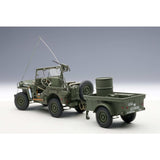 Jeep Willys with trailer Army Green 1943 1:18