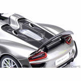 Porsche 918 Spyder Weissach Paket Flüssigmetall Silber 1:18