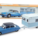 Citroën DS 21&Caravane Caravelair Blau Monte-Carlo&Blau d'Orient