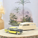 Simca Vedette Chambord 1958 and caravan Hénon Yellow and Black 1:43