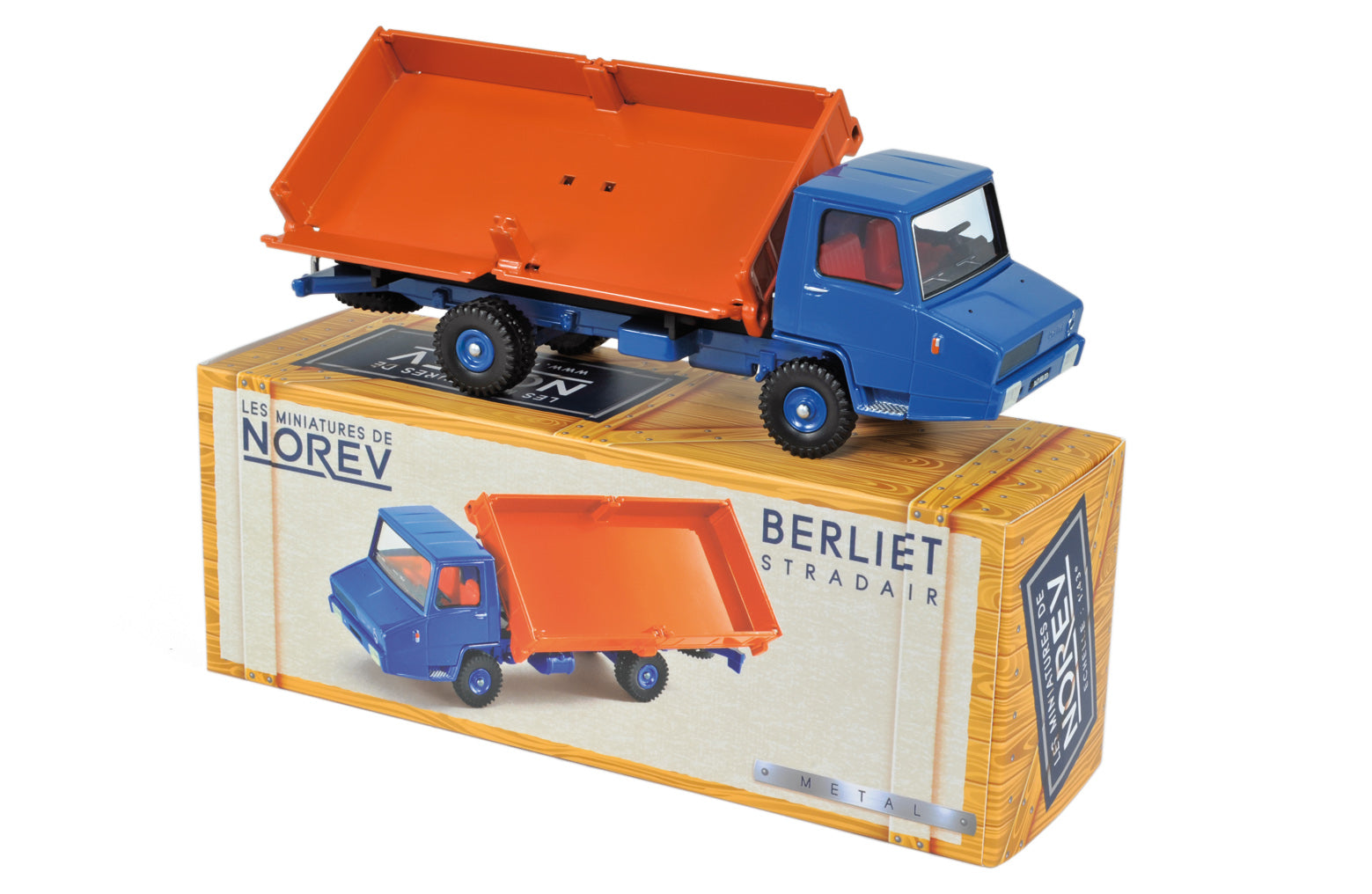 Berliet Stradair Seitenkipper Orange und Blau 1:43