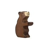 Figurine de petit Ours brun assis en bois