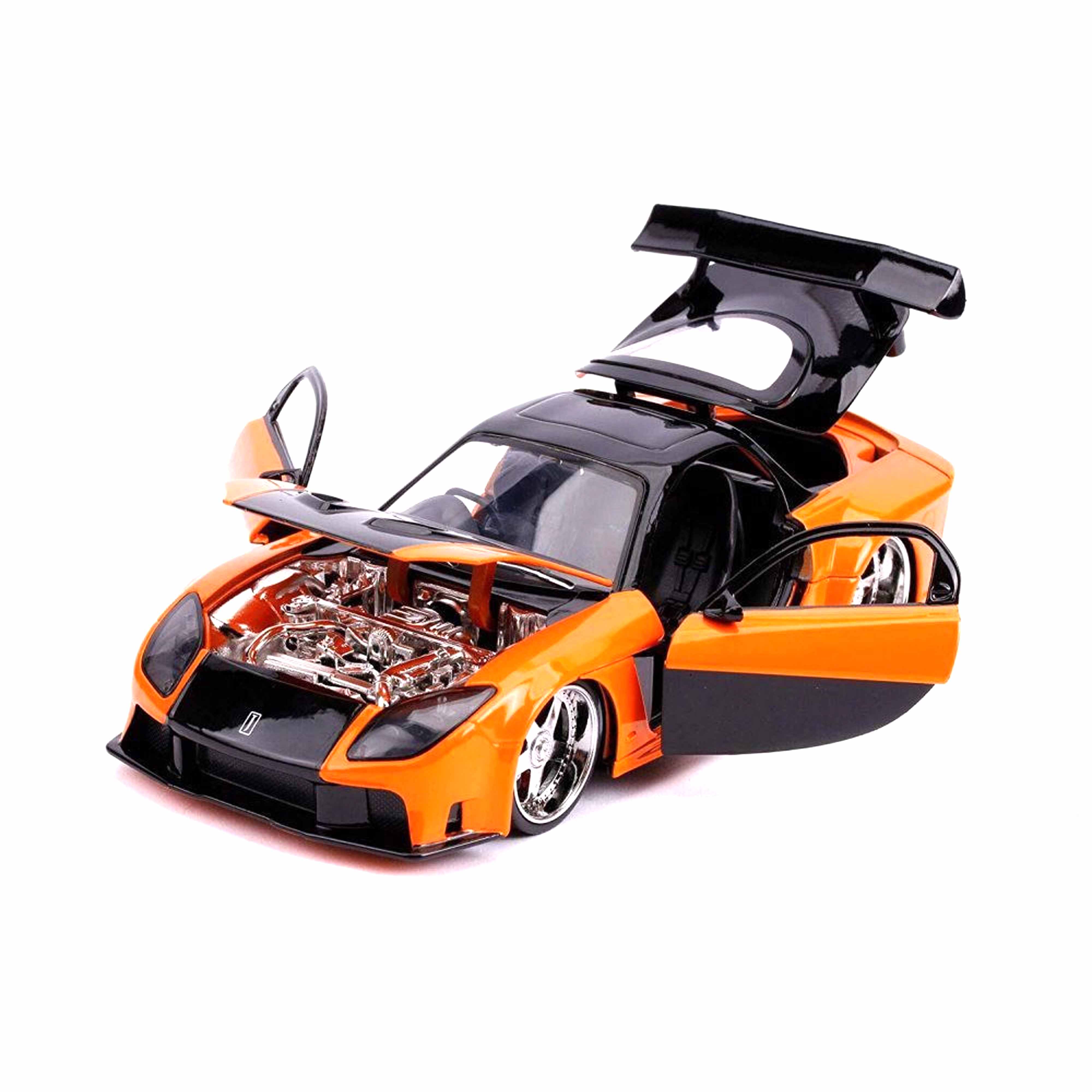  Mazda RX-7 mit Han's Figur Metallic Orange „Fast&Furious“ 1997 1:24