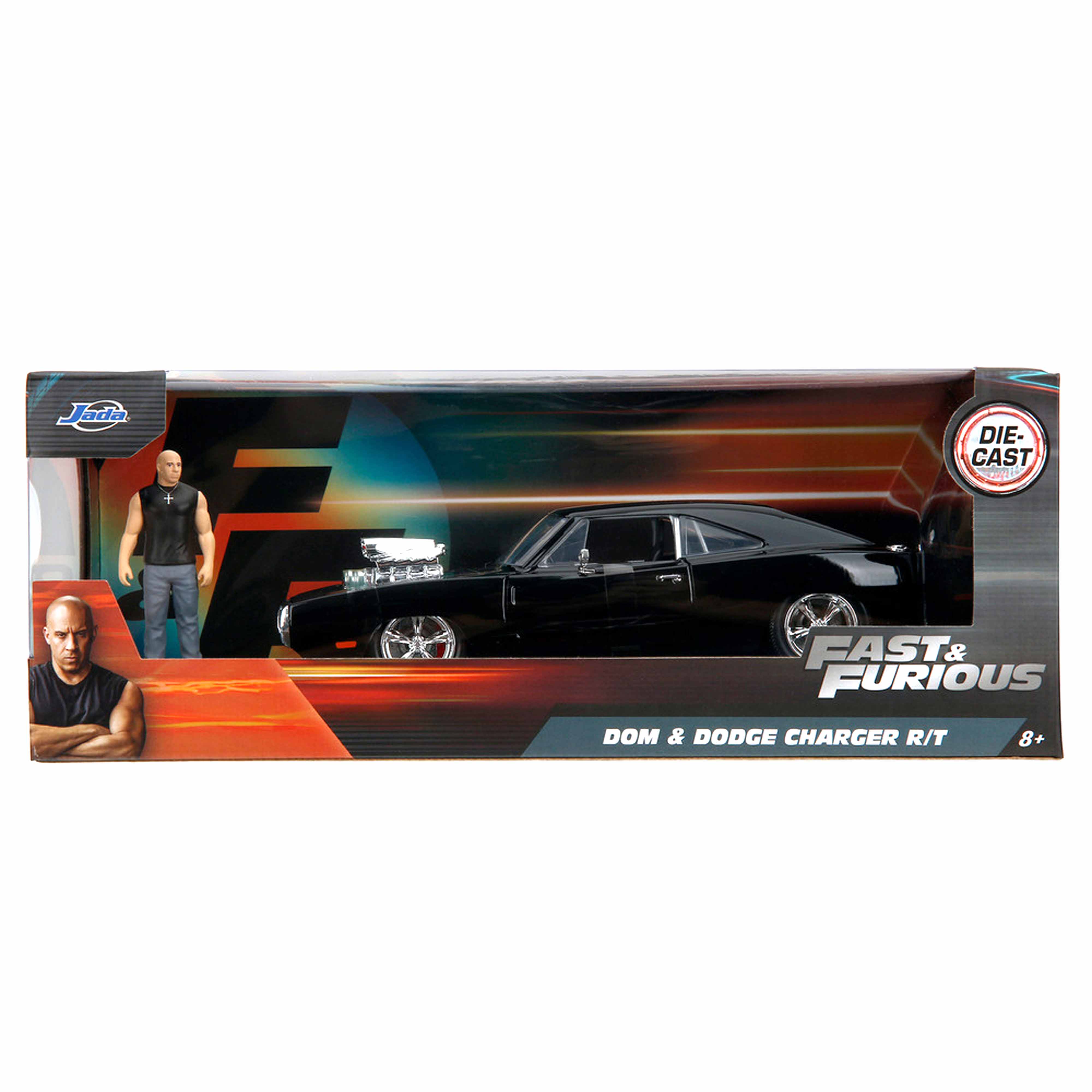 Dodge Charger with Dom's figure Black "Fast&Furious" 1970 1:24