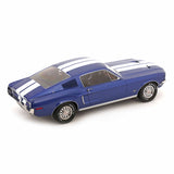 Ford Mustang Fastback 1968 Bleu métallisé et bandes blanches 1/18