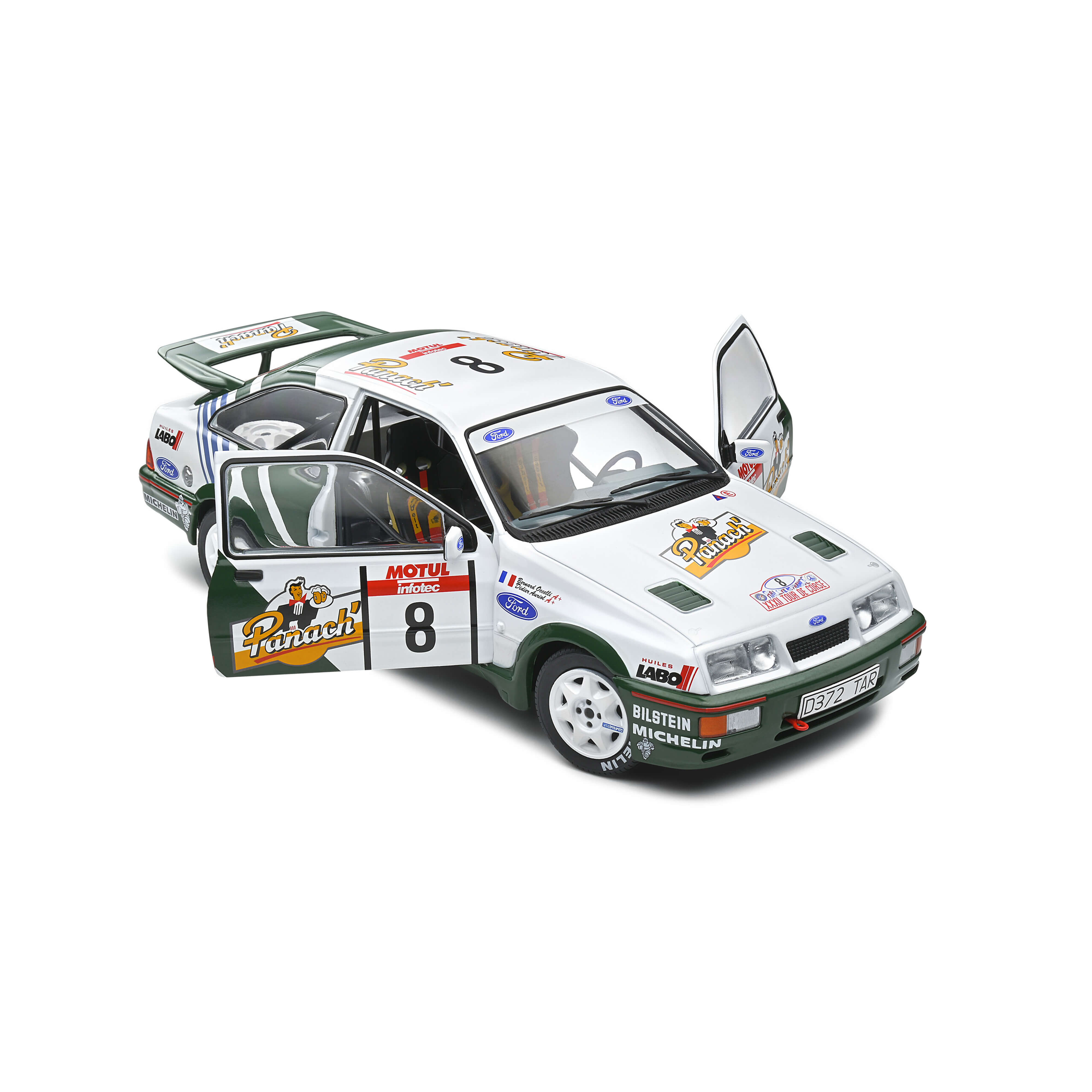 Ford Sierra Cosworth Blanc N°8 Auriol/Ocelli Tour de Corse 1988 1/18